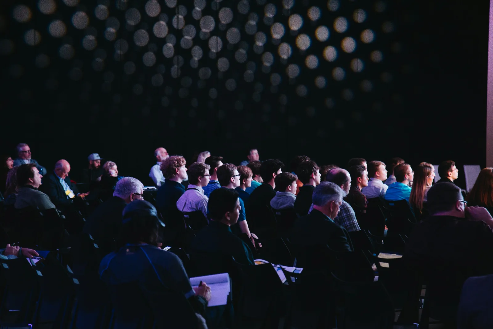 Audience in a darkened hall